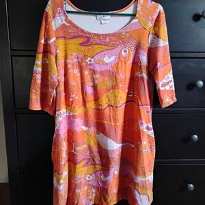 Blue Platypus L Colorful Abstract Print Dress